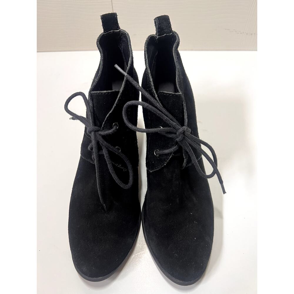 Lucky Brand Booties Suede Lace Up Black Size 7.5